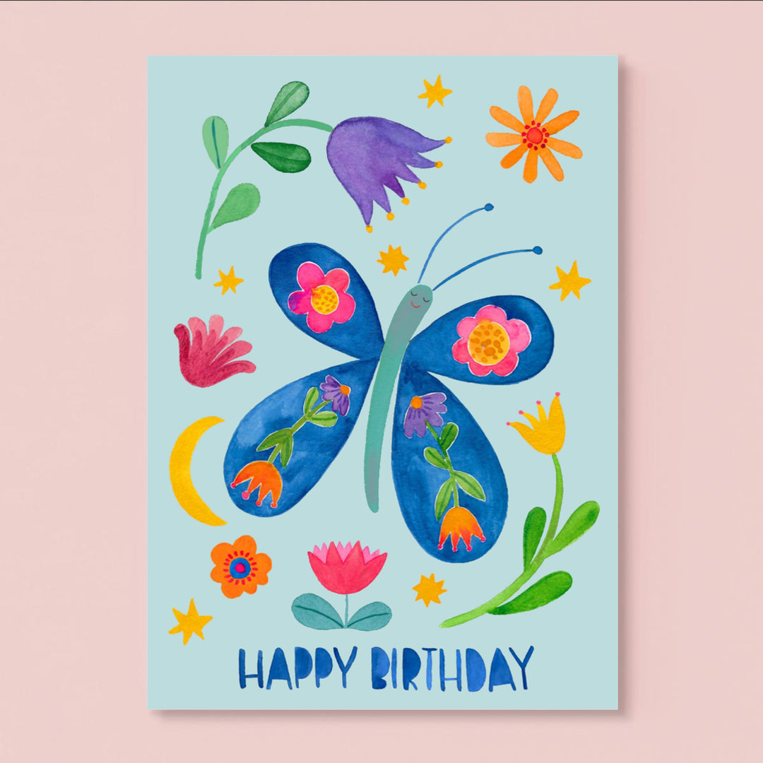 Geburtstagskarte *Happy Birthday* mit Schmetterling