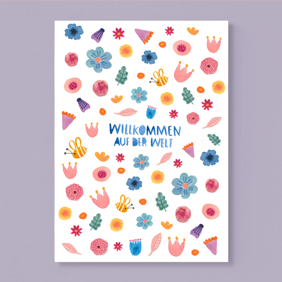 Postkarte zur Geburt *Willkommen auf der Welt*