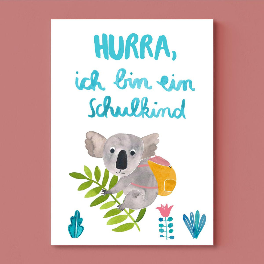 Karte zur Einschulung *Schulkind* mit Koala