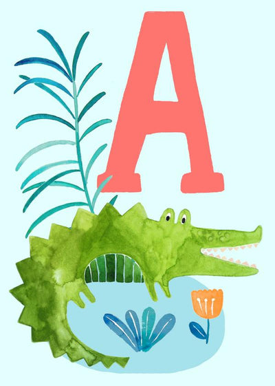ABC Karte "A wie Alligator“ (Tier ABC)
