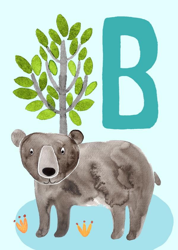 ABC Karte "B wie Bär (Tier ABC)
