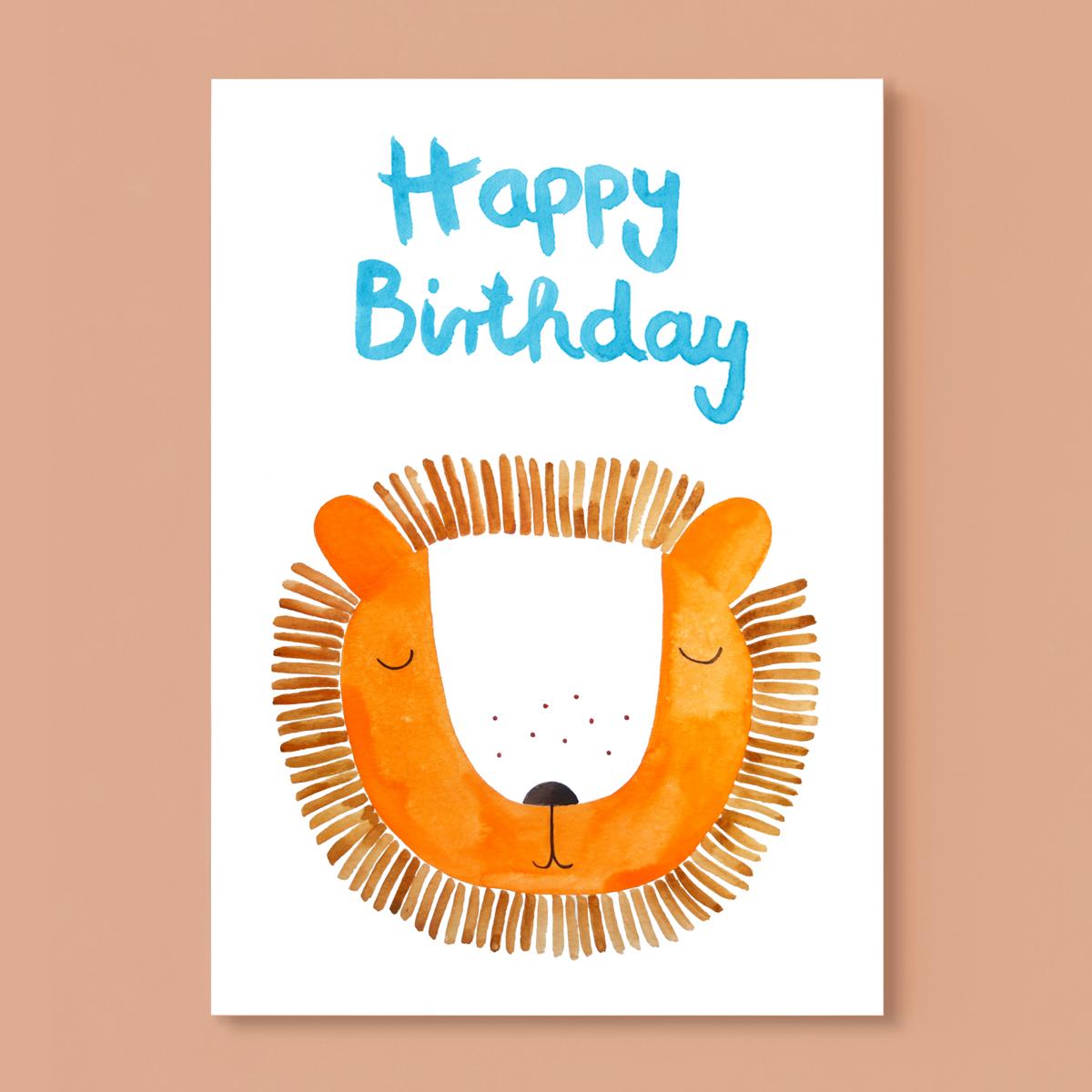 Geburtstagskarte*Happy Birthday* mit Löwe