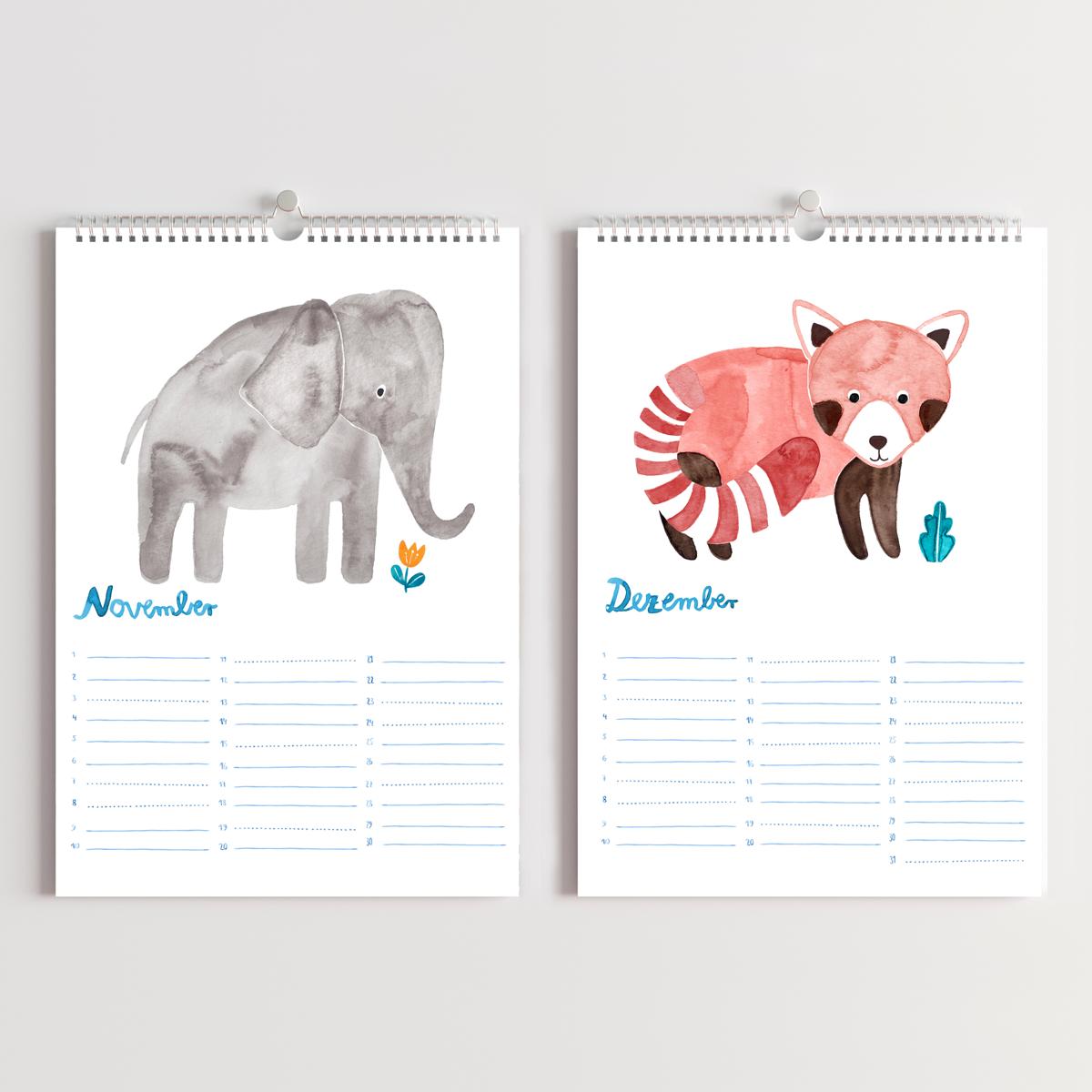 Geburtstagskalender *Kalendarium der Tiere* (A4) Edition "Dschungel"