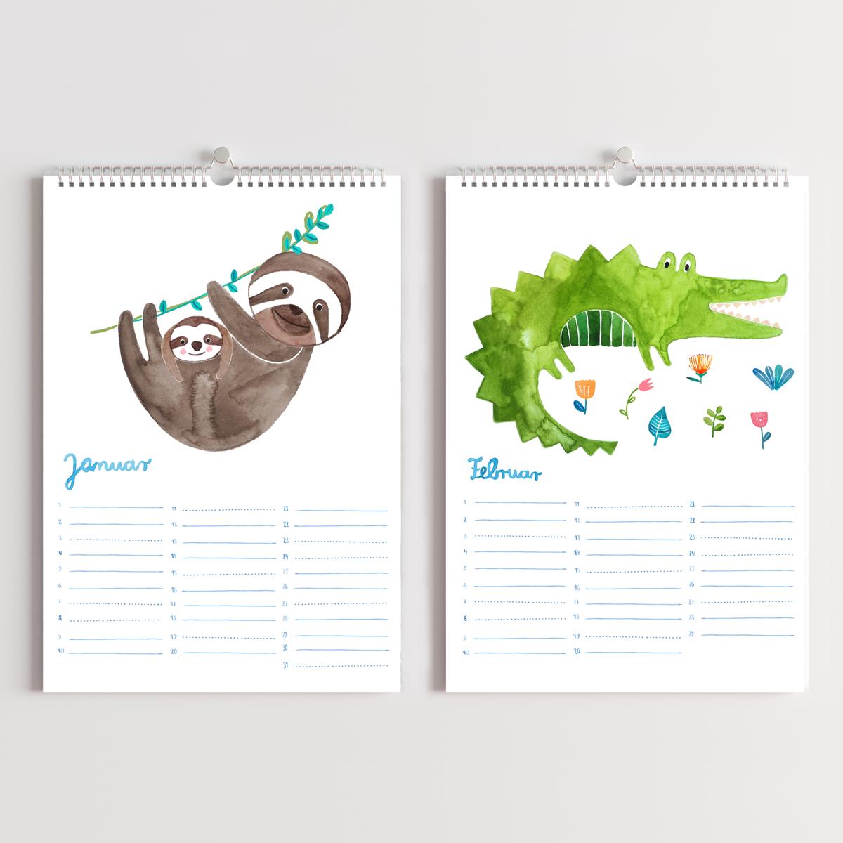 Geburtstagskalender *Kalendarium der Tiere* (A4) Edition "Dschungel"
