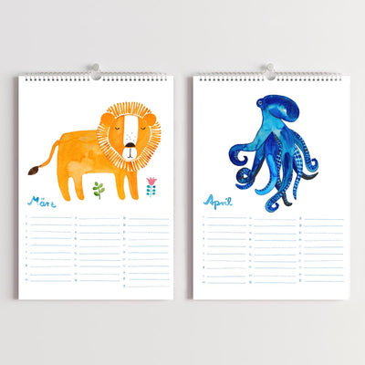 Geburtstagskalender *Kalendarium der Tiere* (A4) Edition "Dschungel"