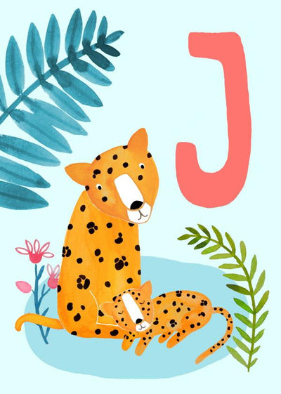 ABC Karte "J wie Jaguar“ (Tier ABC)