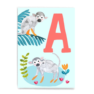ABC Karte "A wie Affe“ (Tier ABC)