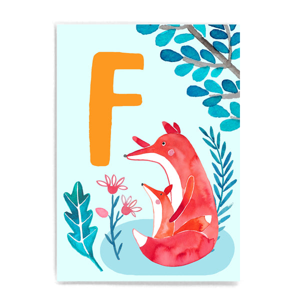ABC Karte "F wie Fuchs“ (Tier ABC)