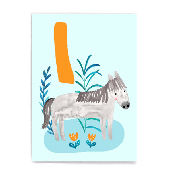 ABC Karte "I wie Islandpony“ (Tier ABC)