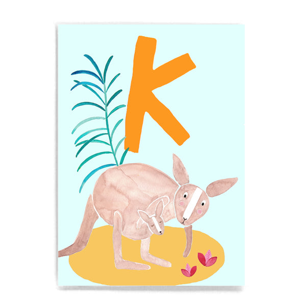ABC Karte "K wie Känguru“