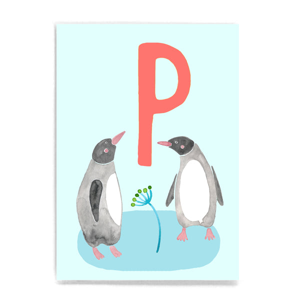 ABC Karte "P wie Pinguin“