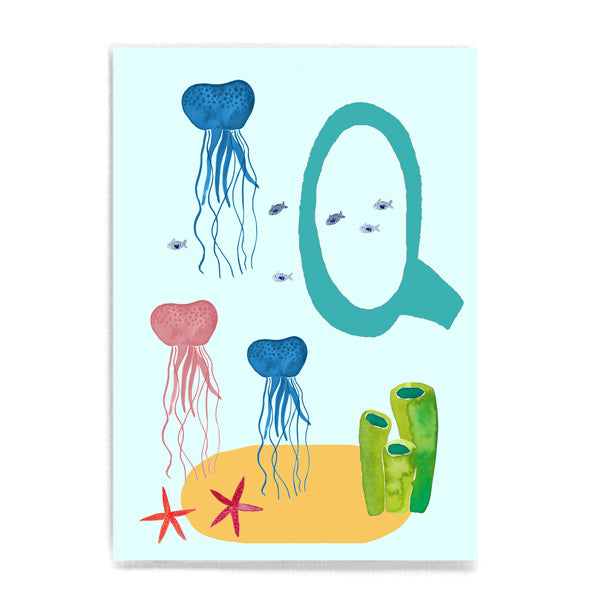 ABC Karte "Q wie Qualle“ (Tier ABC)