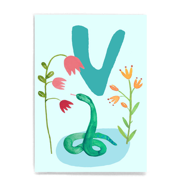 ABC Karte "V wie Viper“ (Tier ABC)