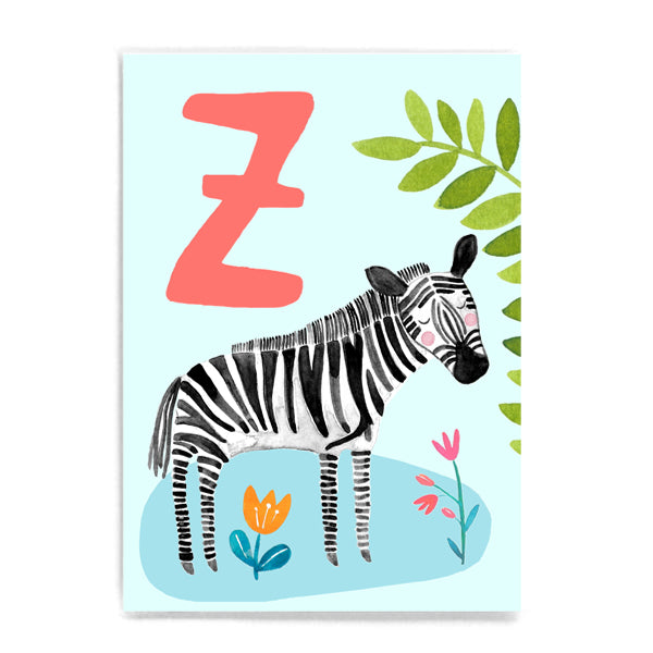 ABC Karte "Z wie Zebra“ (Tier ABC)